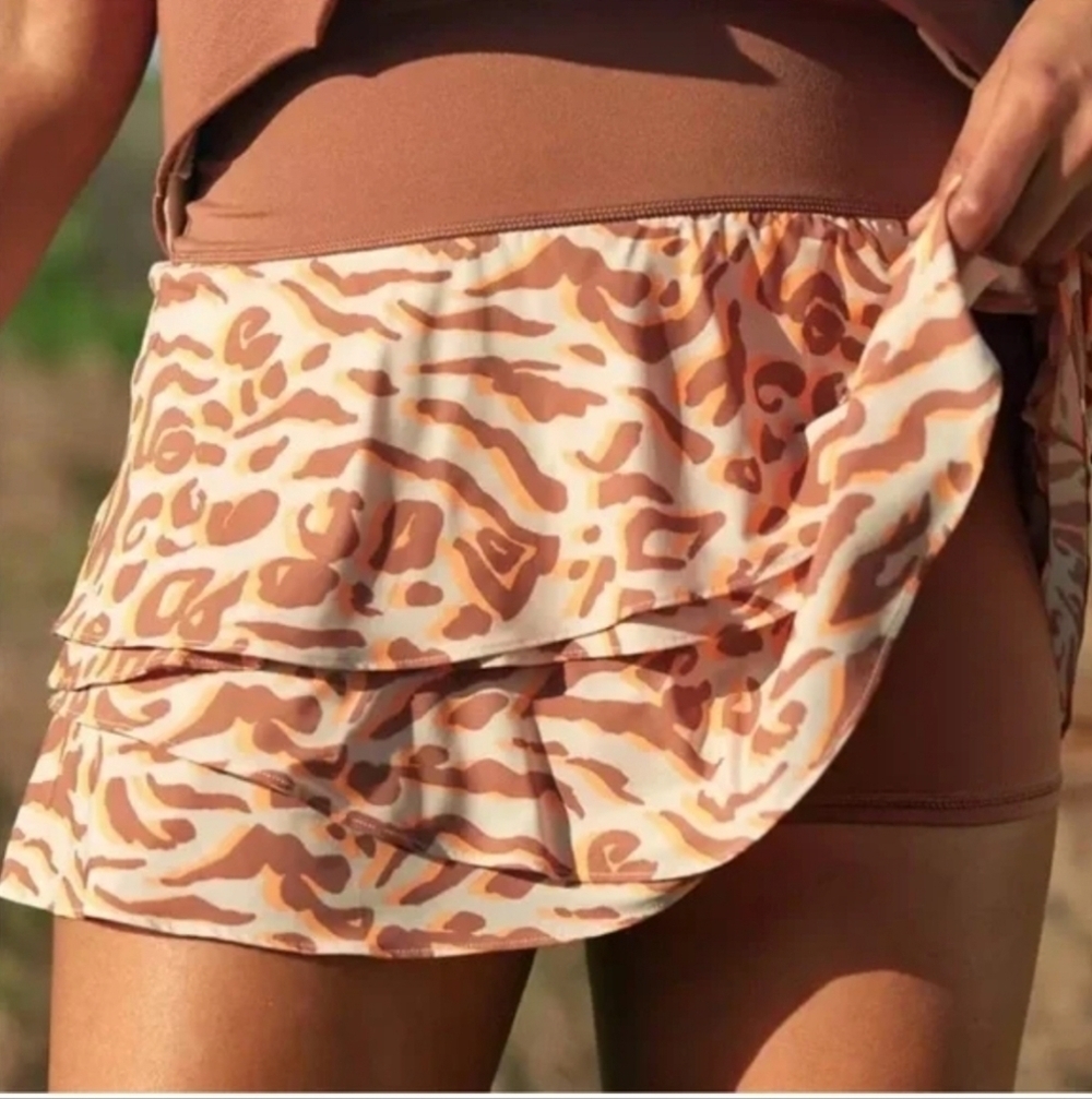 Aerie Maggie leopard print ruffle skirt